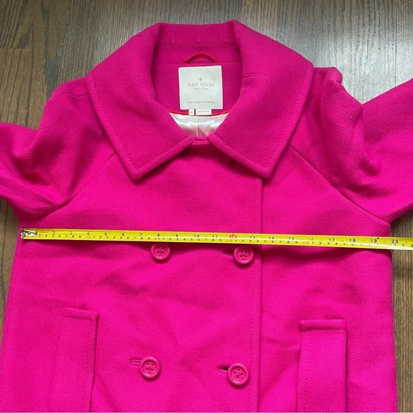 Kate Spade Double Breasted Cropped Coat 100% Wool Hot Pink XL - Picture 7 of 10